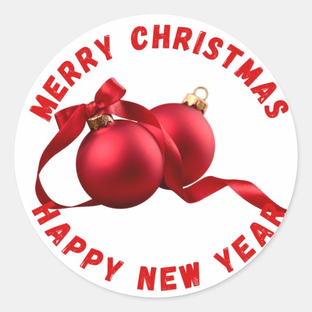 Frohe Weihnachten und glückliche Silvesteraufklebe Runder Aufkleber (Vorderseite)