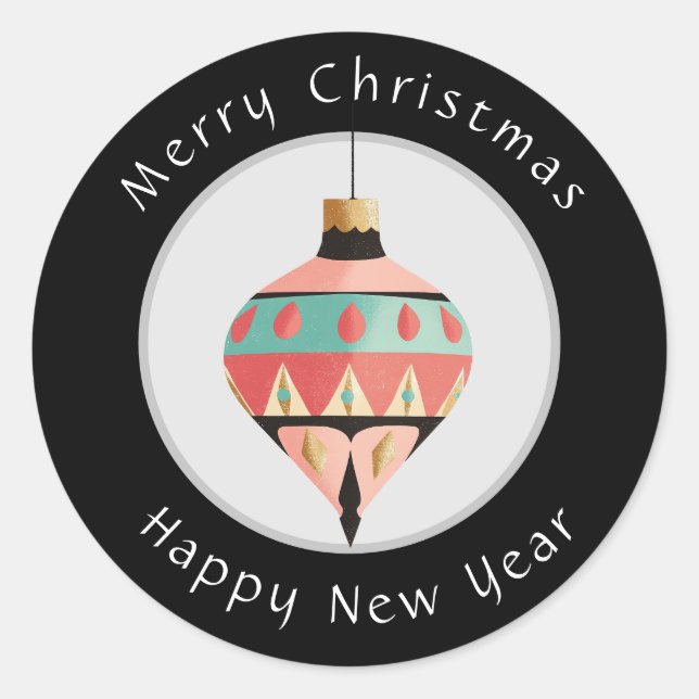 Frohe Weihnachten und glückliche Silvesteraufklebe Runder Aufkleber (Vorderseite)