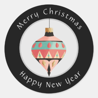 Frohe Weihnachten und glückliche Silvesteraufklebe Runder Aufkleber