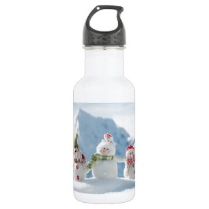 Frohe Weihnachten und glückliche Snowmen im neuen  Edelstahlflasche