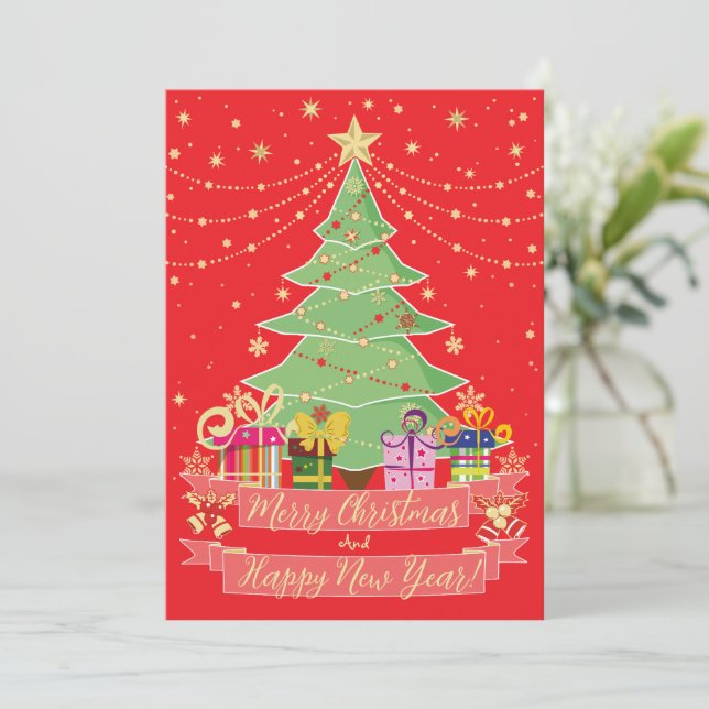 Frohe Weihnachten und glückliches Neues Jahr (Stehend Vorderseite)