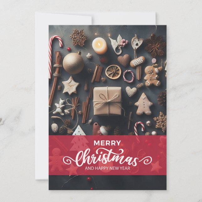 Frohe Weihnachten und glückliches Neues Jahr Einladung (Vorderseite)