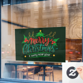 Frohe Weihnachten und glückliches Neues Jahr Fensteraufkleber