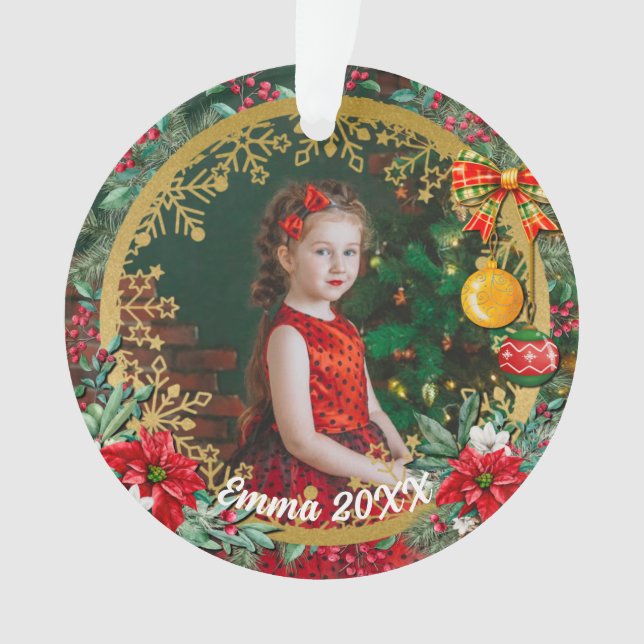 Frohe Weihnachten und glückliches Neues Jahr für L Ornament (Vorderseite)