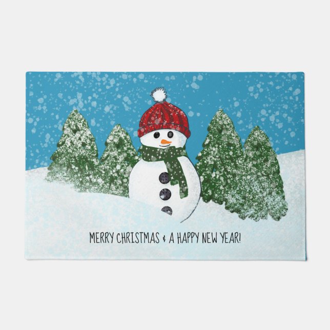 Frohe Weihnachten und glückliches Neues Jahr Fußmatte (Vorderseite)