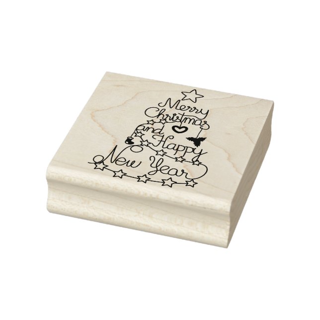 Frohe Weihnachten und glückliches Neues Jahr Gummistempel (Stempel)