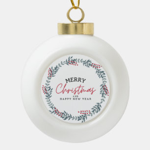 Frohe Weihnachten und glückliches Neues Jahr Keramik Kugel-Ornament