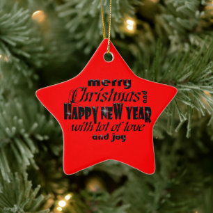 Frohe Weihnachten und glückliches Neues Jahr Keramik Ornament