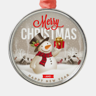 Frohe Weihnachten und glückliches neues Jahr Ornament Aus Metall