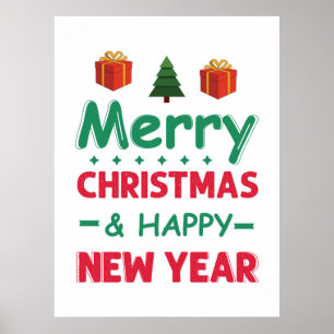 Frohe Weihnachten und glückliches neues Jahr Poster