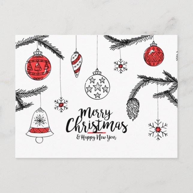 Frohe Weihnachten und glückliches Neues Jahr Postk Postkarte (Vorderseite)