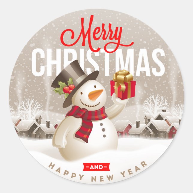 Frohe Weihnachten und glückliches neues Jahr Runder Aufkleber (Vorderseite)