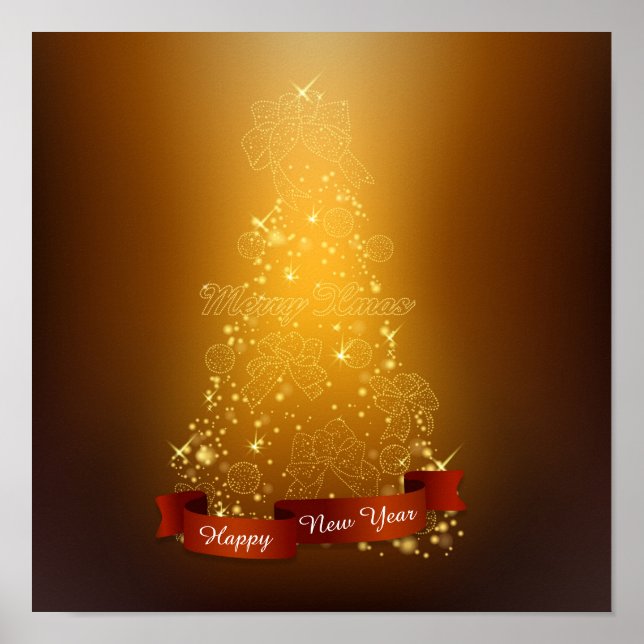 Frohe Weihnachten und glückliches New Year Poster (Vorne)