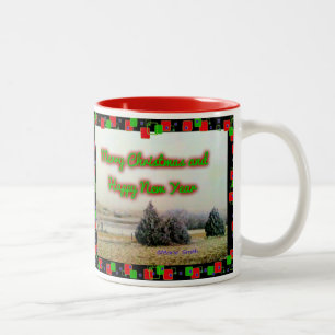 Frohe Weihnachten und guten Rutsch ins Neue Jahr! Zweifarbige Tasse