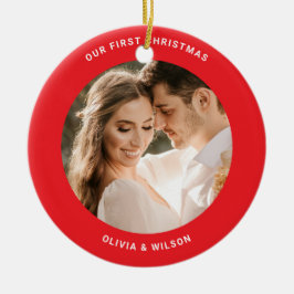 Frohe Weihnachten und Hochzeitsfoto Keramik Ornament