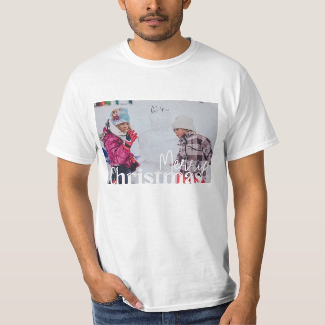 Frohe Weihnachten und Ihr Foto T-Shirt (Vorderseite)