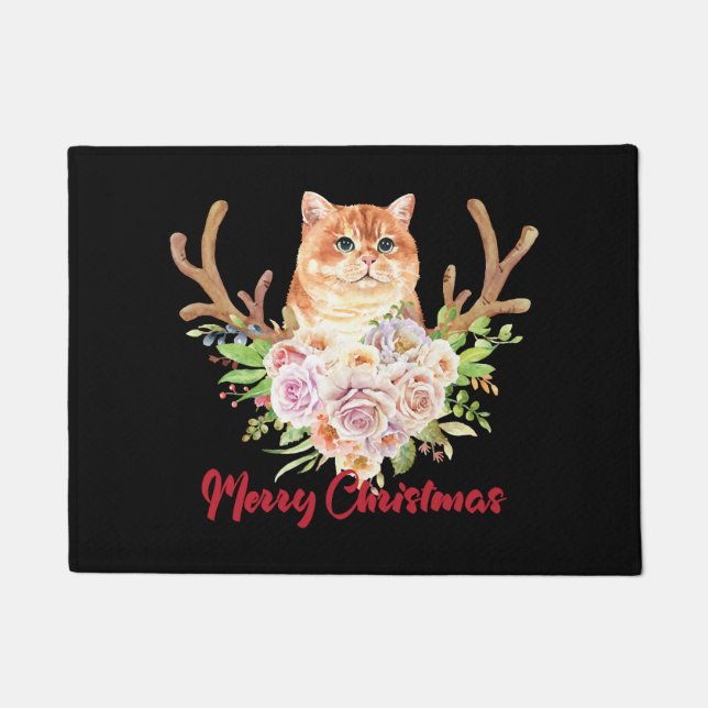Frohe Weihnachten und Katze Fußmatte (Vorderseite)