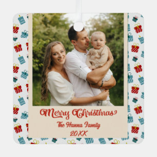 Frohe Weihnachten und Neujahr-Geschenk Hintergrund Ornament Aus Metall