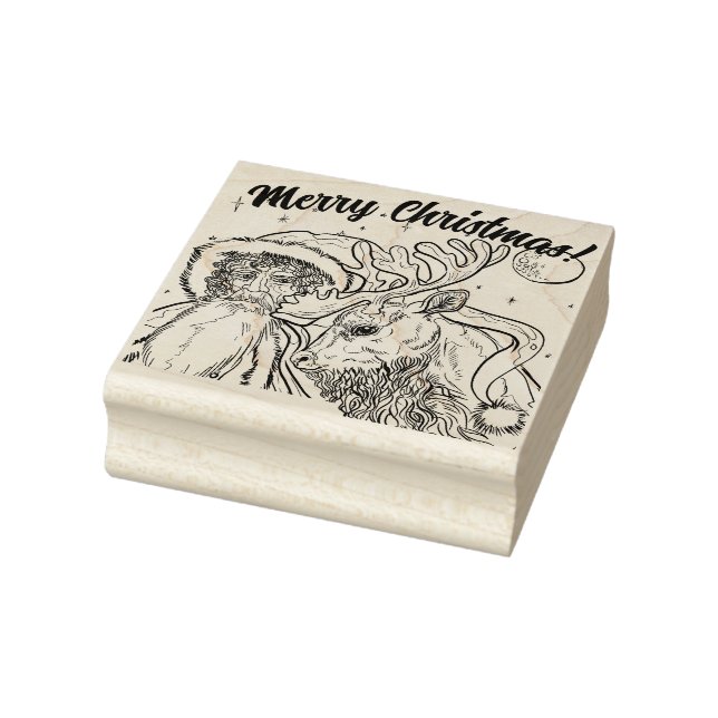 Frohe Weihnachten und Reindeer Gummistempel (Stempel)