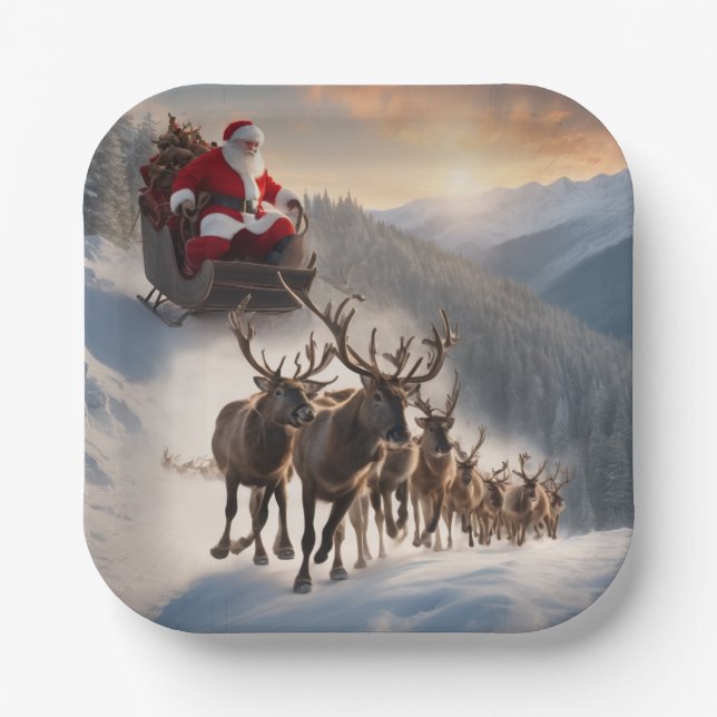 Frohe Weihnachten und Reindeer Pappteller (Vorderseite)