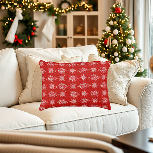 Frohe Weihnachten und Schneeflocken Dekokissen