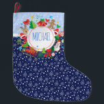 Frohe Weihnachten und viel Glück im neuen Jahr! XM Großer Weihnachtsstrumpf<br><div class="desc">Große Weihnachtsfeier Monogram (Personalisiert) - Frohe Weihnachten und 2021 Frohe Neues Jahr! XMAS Grosser Weihnachtsgeschenk-Strumpf mit Weihnachtszaubersymbolen, Winterurlaubsgeschenkideen, Schneemann, Weihnachtsbaum, Weihnachtsball, Rentier, Schneeflocken, Weihnachtssterne und mehr festliche Figuren. Originelles trendiges Grafikdesign. Zuhause, Zuhause Décor, Weihnachtsdekoration, Strumpf Geschenke präsentiert Winterurlaubsdekoration. Grosses Weihnachtsgeschmack mit Textvorlage für den Strumpf. Personalisieren Sie sie durch Hinzufügen...</div>