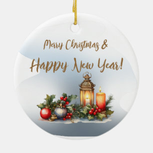 Frohe Weihnachten und viel Glück ins neue Jahr! Keramik Ornament