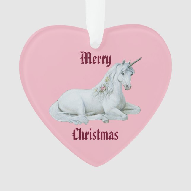 Frohe Weihnachten Unicorn Ornament (Vorderseite)