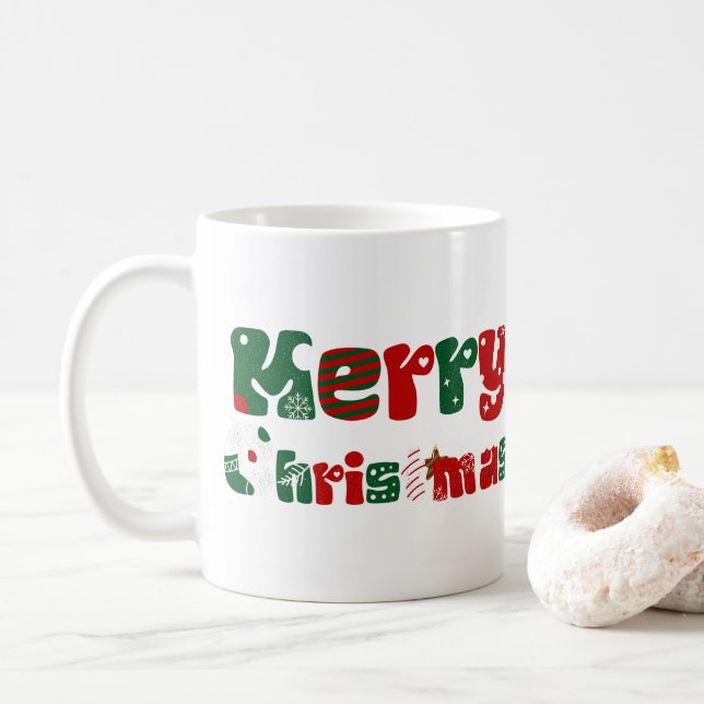 Frohe Weihnachten Unisex & Kinder Kleidung Kaffeetasse (Mit Donut)