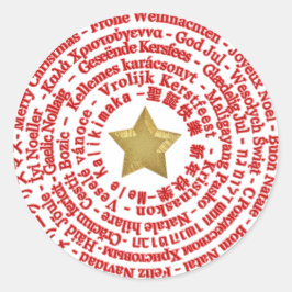 Frohe Weihnachten Unterschiedliche Sprachen Aufkle Runder Aufkleber