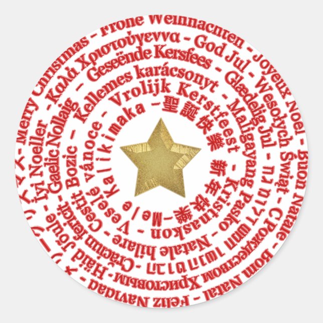 Frohe Weihnachten Unterschiedliche Sprachen Aufkle Runder Aufkleber (Vorderseite)