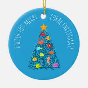 Frohe Weihnachten Untersee Korallen Tropischen Fis Keramik Ornament