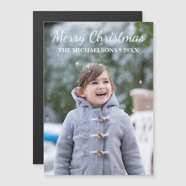 Frohe Weihnachten Urlaub Magnetic Foto Card Magnetkarte (Vorne/Hinten)