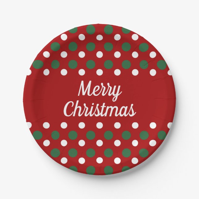 Frohe Weihnachten Urlaub Niedlich Red Polka Dots Pappteller (Vorderseite)