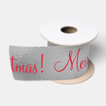 Frohe Weihnachten Urlaub Silver Satin Ribbon