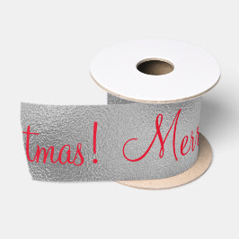 Frohe Weihnachten Urlaub Silver Satin Ribbon Satinband