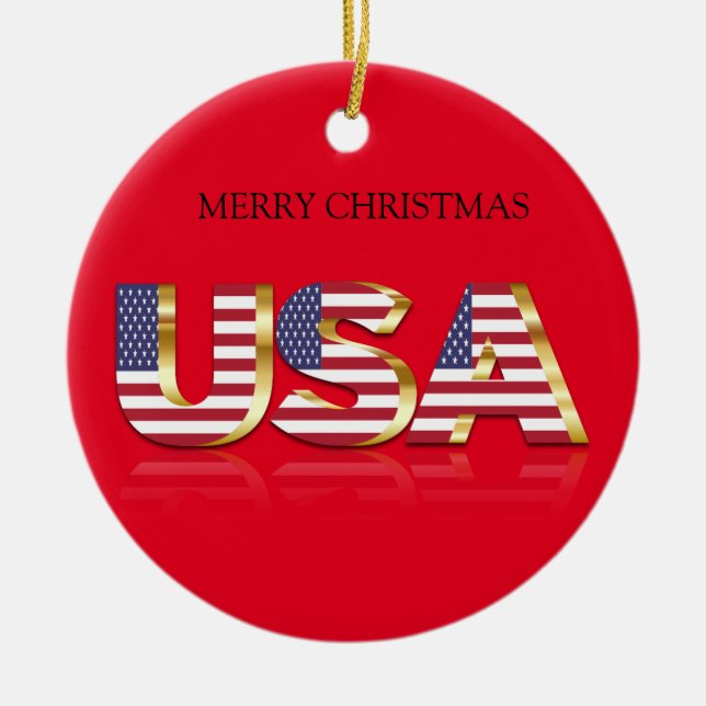 Frohe Weihnachten USD Keramik Ornament (Vorne)