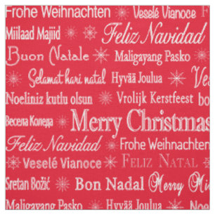 Frohe Weihnachten verschiedene Sprachen rote Vorla Stoff