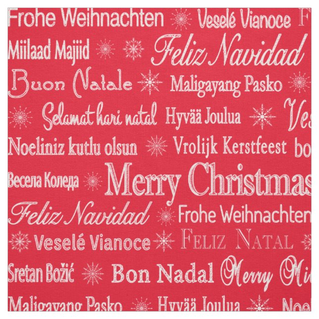 Frohe Weihnachten verschiedene Sprachen rote Vorla Stoff (Muster)
