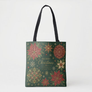 Frohe Weihnachten Verzierte Poinsettie-Mandala Tasche