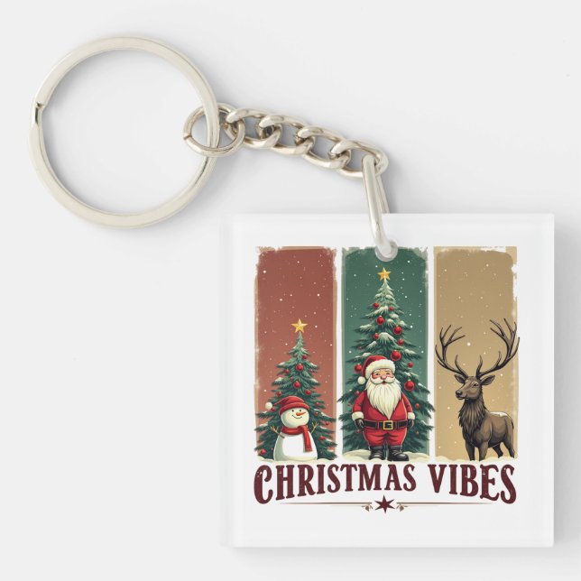 Frohe Weihnachten Vibes nur Weihnachten Schlüsselanhänger (Vorderseite)