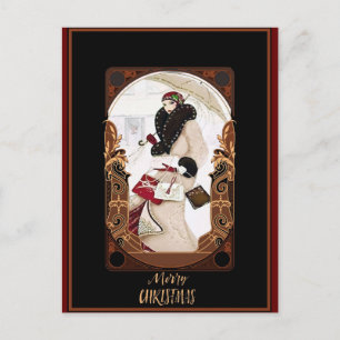 Frohe Weihnachten Vintag Art Deco Postkarte