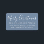 Frohe Weihnachten Vintag Blue Rücksendeadresse Adressaufkleber<br><div class="desc">Feierliche Frohe Weihnachten Rücksendeadressen-Aufkleber mit dem Text 'Frohe Weihnachten' in weißer handgeschriebener Chic-Schrift Kalligraphie auf Vintagem blauen Hintergrund. Fügen Sie einfach Ihren Namen und Ihre Adresse hinzu. Ideal für Ihre Ferienkarten und Einladungen! Exklusiv für Sie entworfen von Happy Dolphin Studio. Wenn Sie Hilfe oder passende Produkte benötigen, kontaktieren Sie uns...</div>