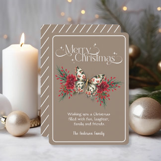 Frohe Weihnachten Vintag Butterfly Poinsettia