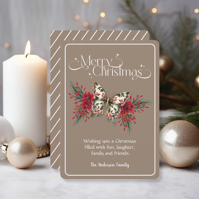 Frohe Weihnachten Vintag Butterfly Poinsettia (Von Creator hochgeladen)