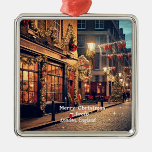 Frohe Weihnachten Vintag London Ornament Aus Metall