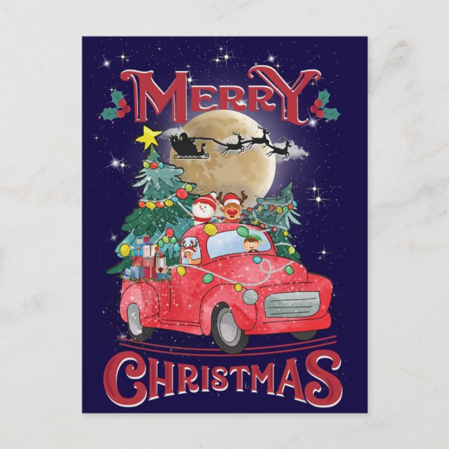 Frohe Weihnachten Vintag Red Santa Truck (Vorderseite)