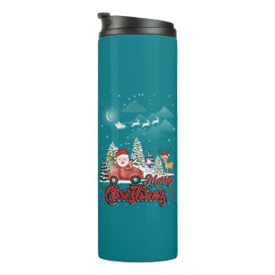 Frohe Weihnachten Vintag Red Santa Truck Geschenke Thermosbecher