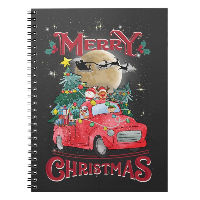 Frohe Weihnachten Vintag Red Santa Truck Notizblock (Vorderseite)