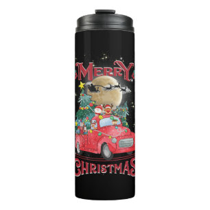 Frohe Weihnachten Vintag Red Santa Truck Thermosbecher